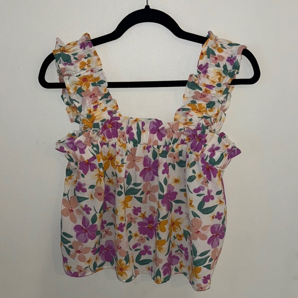 Floral Ruffle Strap Top - Picture 1 of 4
